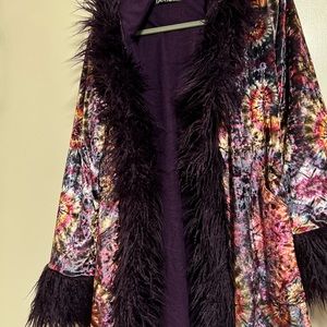 Rock chick velvet maxi coat; in the Betsey Johnson style